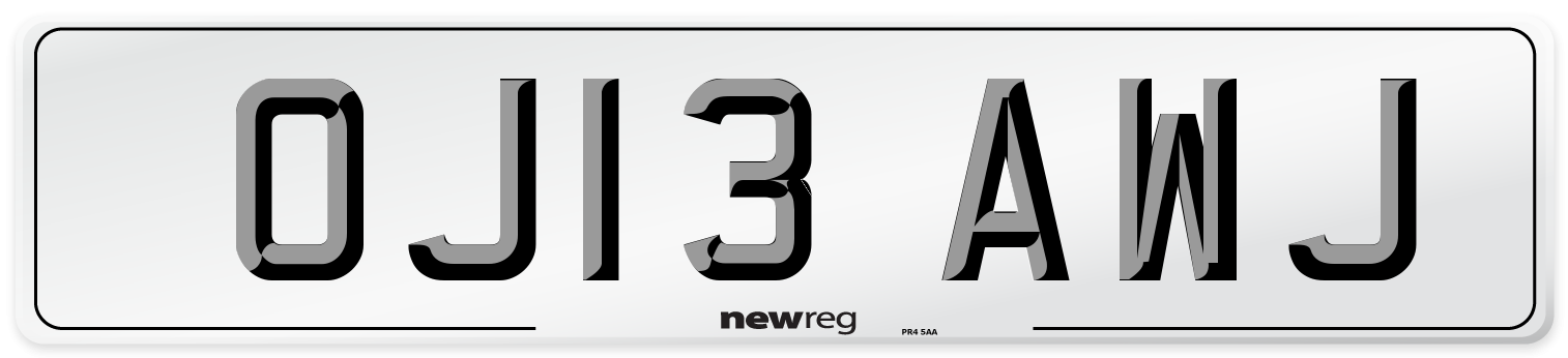 OJ13 AWJ Number Plate from New Reg